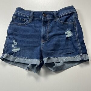 Hollister Classic High Rise Shorts Size 4 Distressed Denim Cuffed Hot Pants